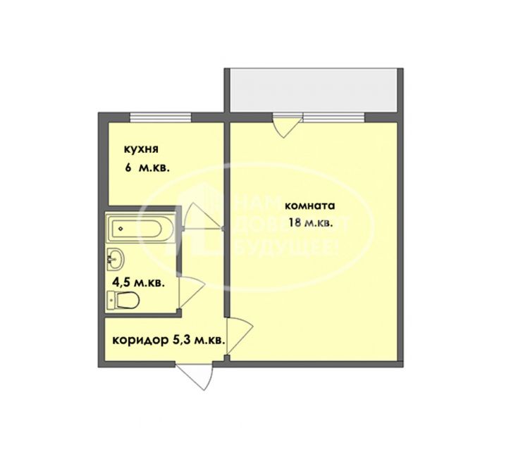 1-комн квартира улица Космонавтов, 3