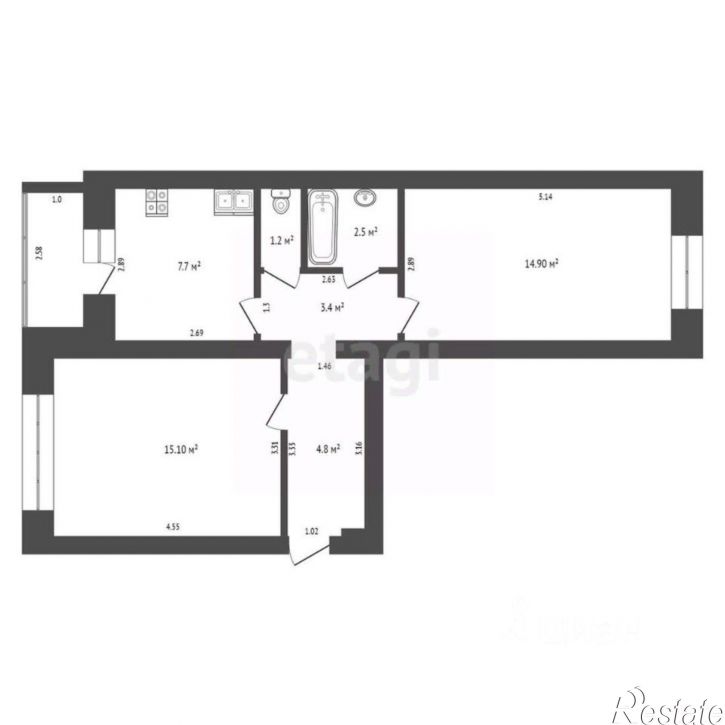 2-комн квартира улица Дружбы, 2,  д. 2