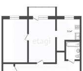 2-комн, 44кв м, этаж 3/5 Пермский муниципальный округ