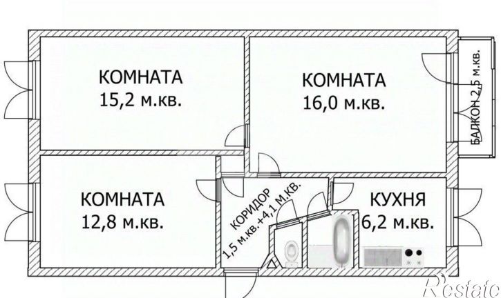 3-комн квартира Майский п., 9 Пятилетки ул., д.3