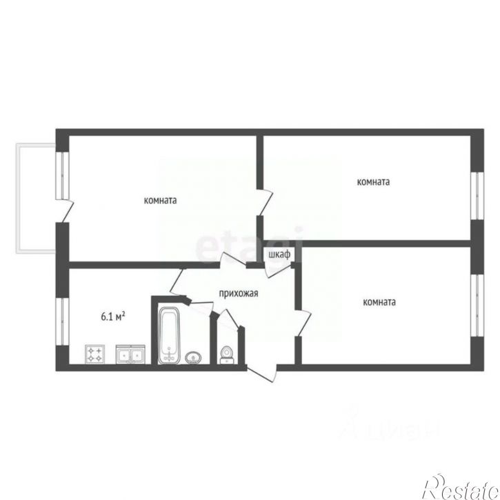 3-комн квартира городской округ Кизел, Кизел