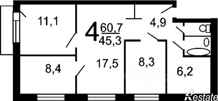 4-комн квартира Добрянка, ул. Копылова, 67