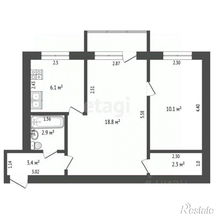 2-комн квартира