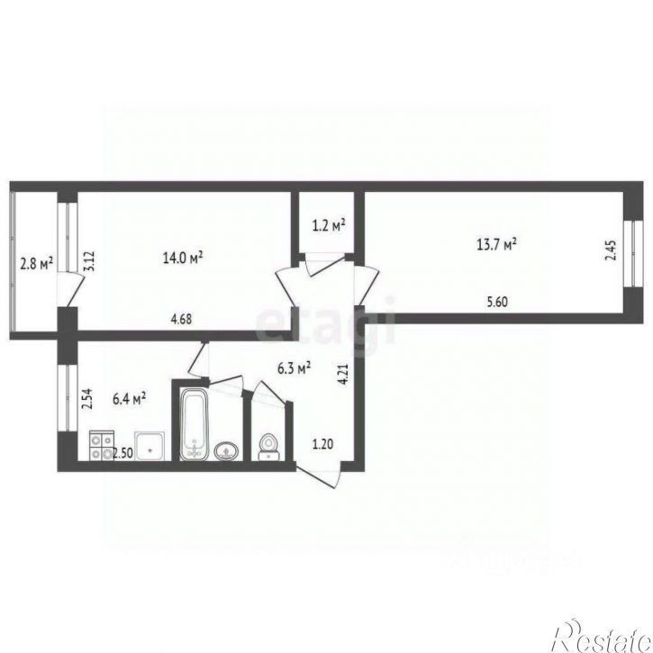 2-комн квартира