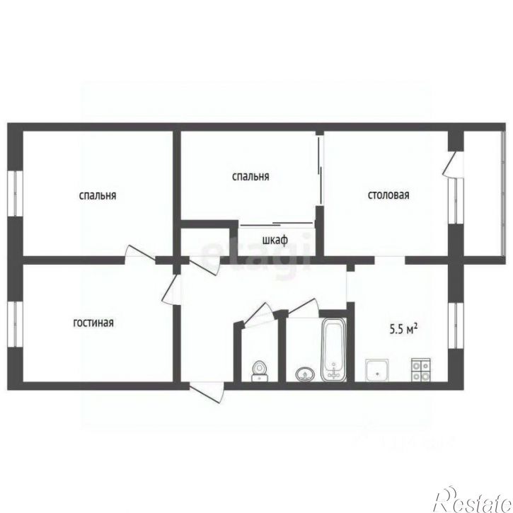 3-комн квартира