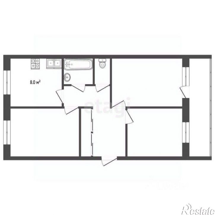 3-комн квартира ул Мамина-Сибиряка, 9,  д. 9