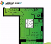 1-комн, 31 кв м, этаж 4/12 улица Гашкова, 53к3