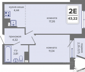 2-комн, 43 кв м, этаж 2/14 ул Репина, 39