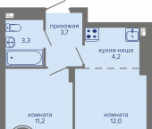 2-комн, 35 кв м, этаж 13/26 шоссе Космонавтов, 309а 1