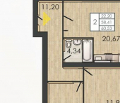 2-комн, 58кв м, этаж 2/4 улица Борцов Революции, 1А к4
