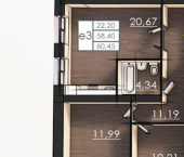 2-комн, 58кв м, этаж 4/4 улица Борцов Революции, 1А к1