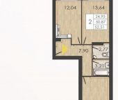 2-комн, 51кв м, этаж 4/4 улица Борцов Революции, 1А к6