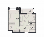 1-комн, 41 кв м, этаж 4/12 ул Советской Армии, 93