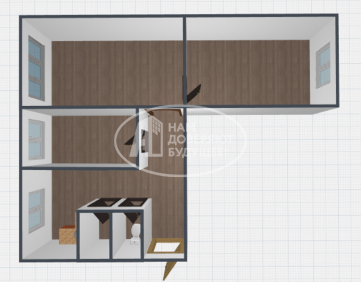 2-комн квартира улица Попова, 36А