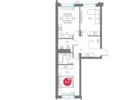 3-комн, 78 кв м, этаж 8/6 улица Максима Горького, 1