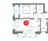 2-комн, 55 кв м, этаж 6/6 ул Монастырская, 9
