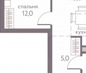 2-комн, 43 кв м, этаж 15/19 Серебристая улица, 3А