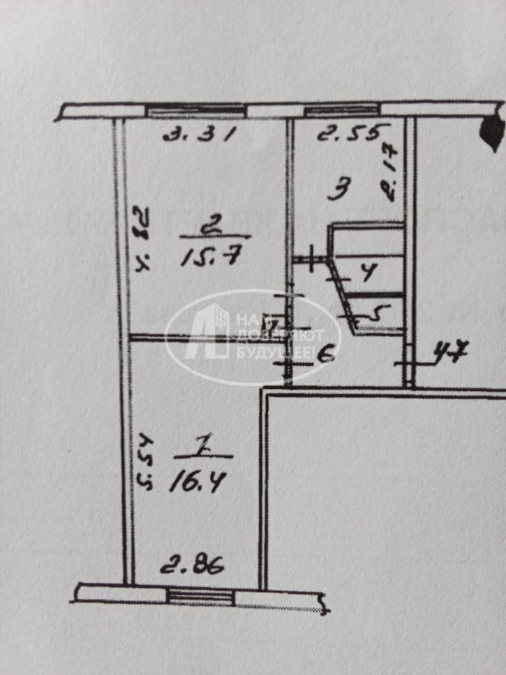 2-комн квартира улица Чапаева, 23/2