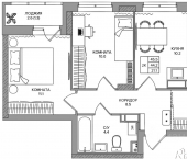 2-комн, 45 кв м, этаж 12/16 деревня Кондратово
