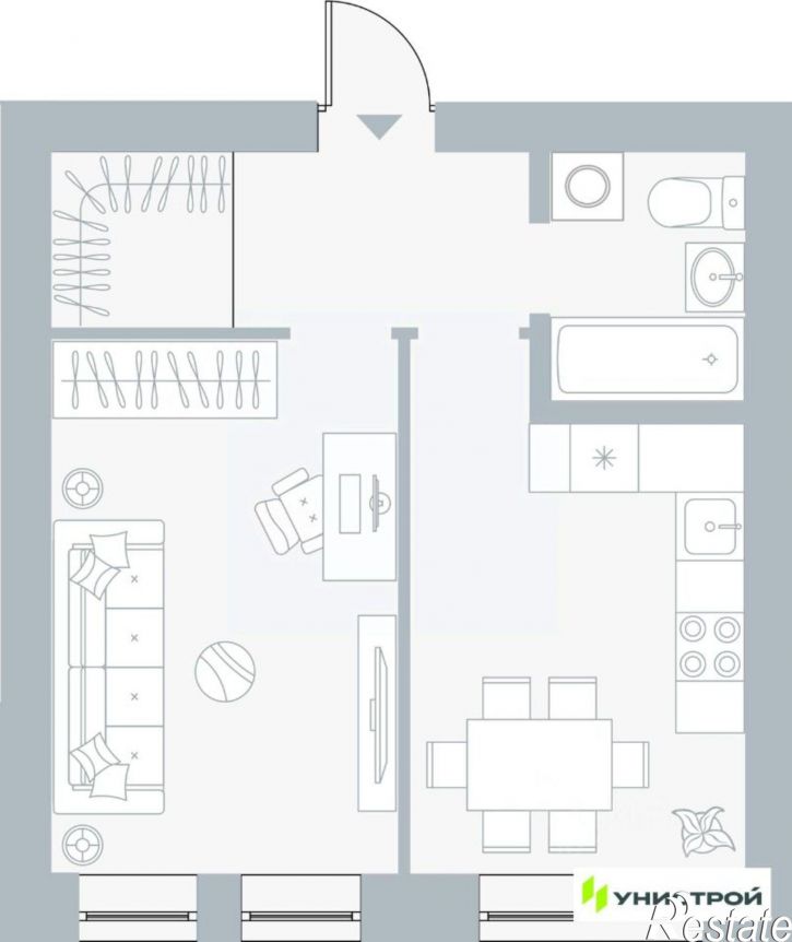 1-комн квартира в новом доме Рионская улица, 4А