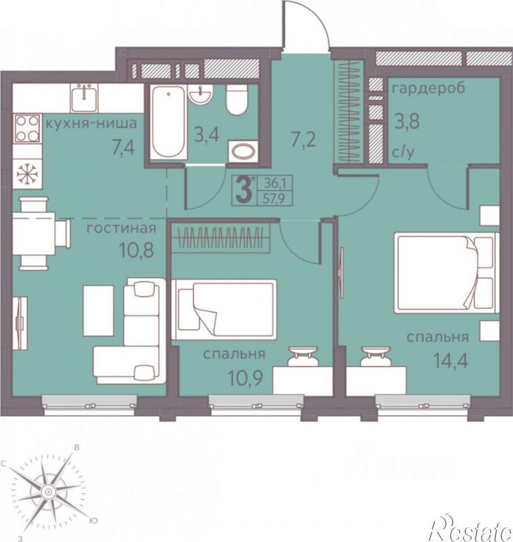 3-комн квартира Пермь г., Мотовилихинский