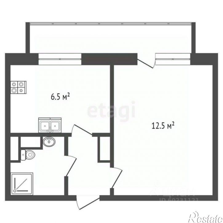 1-комн квартира ул Весенняя, 32,  д. 32