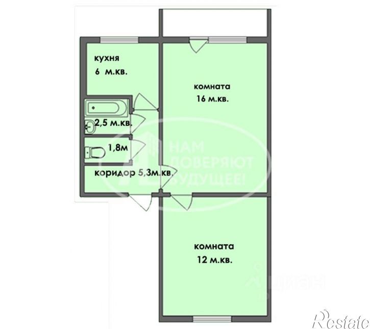 2-комн квартира улица Чайковского, 4Б,  д. 4Б