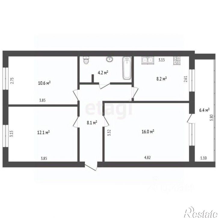 3-комн квартира ул Красноармейская, 90,  д. 90