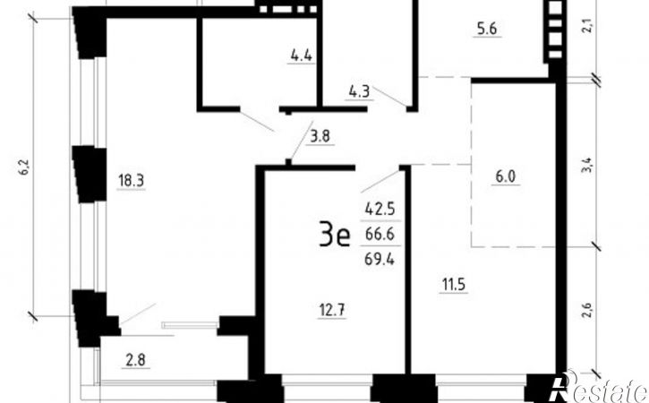 3-комн квартира в новом доме Пермь, улица Достоевского, 16