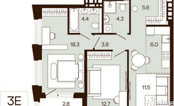 3-комн квартира в новом доме Пермь, улица Достоевского, 16