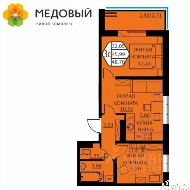 3-комн квартира в новом доме ул Г.Н.Нифантова, 12,  д. 12