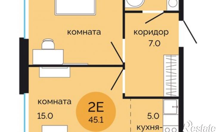 2-комн квартира в новом доме Пермь, микрорайон Краснова, жилой комплекс Красное яблоко