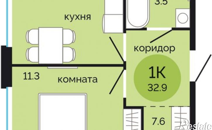 1-комн квартира в новом доме Пермь, микрорайон Краснова, жилой комплекс Красное яблоко