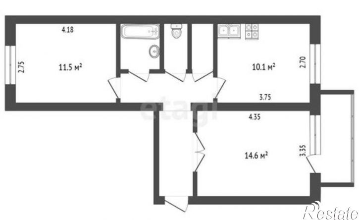 2-комн квартира улица Дзержинского, 9,  д. 9