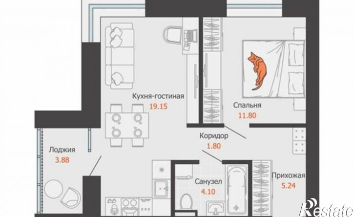 1-комн квартира в новом доме Пермь, микрорайон Камская Долина, ЖК Пятый элемент