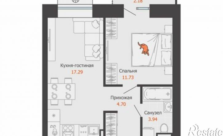 1-комн квартира в новом доме Пермь, микрорайон Камская Долина, ЖК Пятый элемент