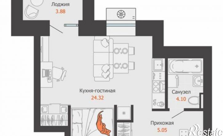 1-комн квартира в новом доме Пермь, микрорайон Камская Долина, ЖК Пятый элемент