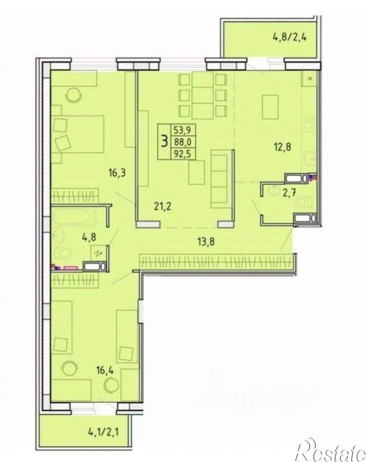 3-комн квартира г. Пермь, ул. Карпинского, д. 14