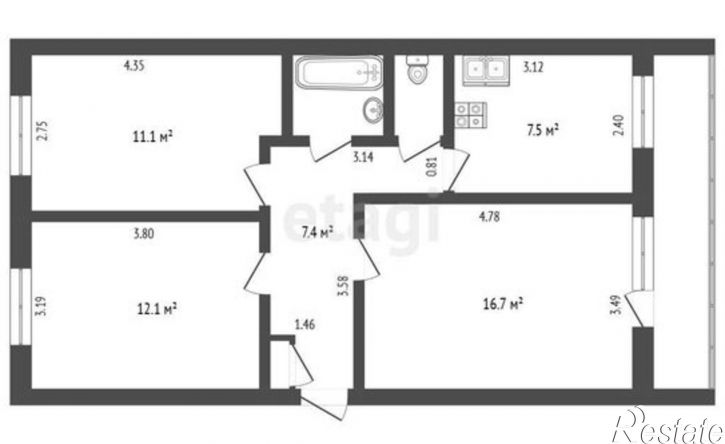 3-комн квартира ул Коммунистическая, 35В,  д. 35В