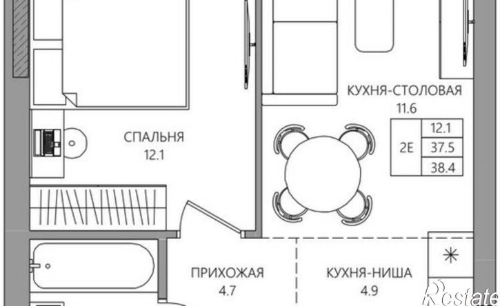 2-комн квартира в новом доме Пермь, Парковый проспект, 36В