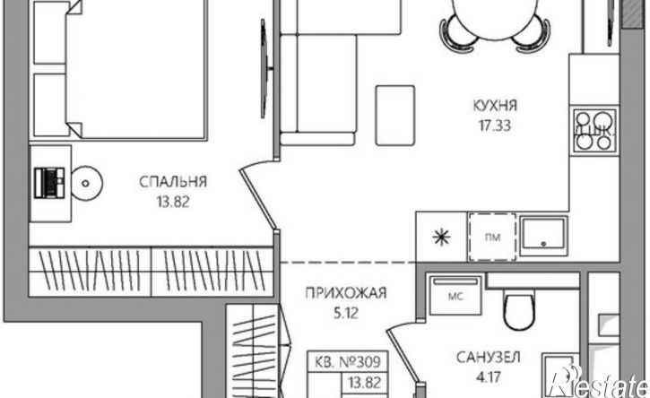2-комн квартира в новом доме Пермь, микрорайон Центр, ЖК Манеры