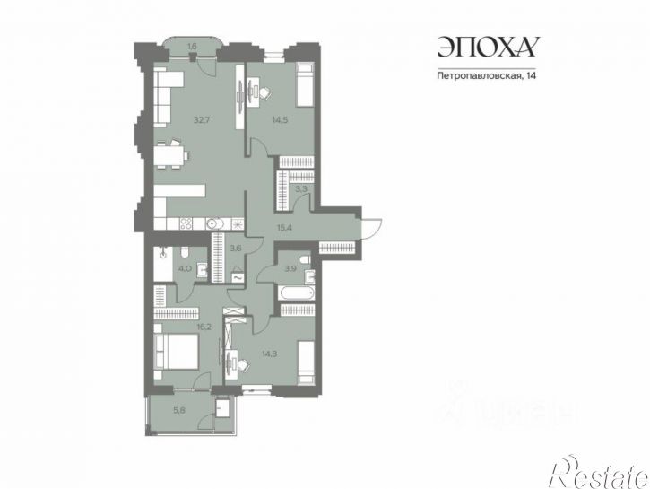 2-комн квартира в новом доме Петропавловская улица, 14