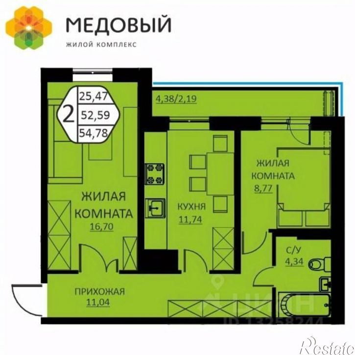 2-комн квартира в новом доме ул Н.М.Яблокова, 2,  д. 2