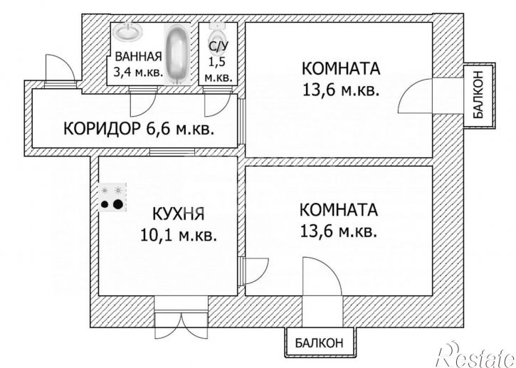 2-комн квартира ул Большевистская, 34,  д. 34