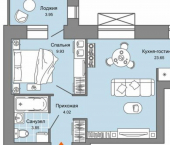 1-комн, 43кв м, этаж 2/15 ул Дзержинского, 29в
