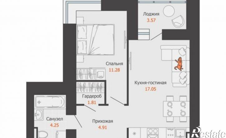 1-комн квартира в новом доме Пермь, микрорайон Камская Долина, ЖК Пятый элемент
