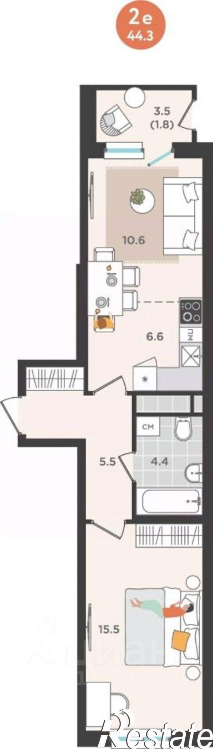 2-комн квартира в новом доме улица Куфонина, 1