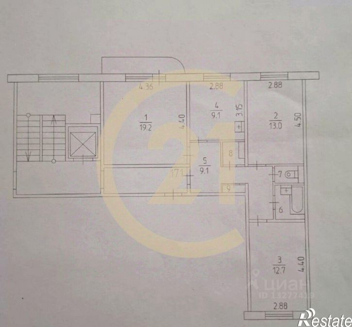 3-комн квартира Пермь, улица Елькина, 43