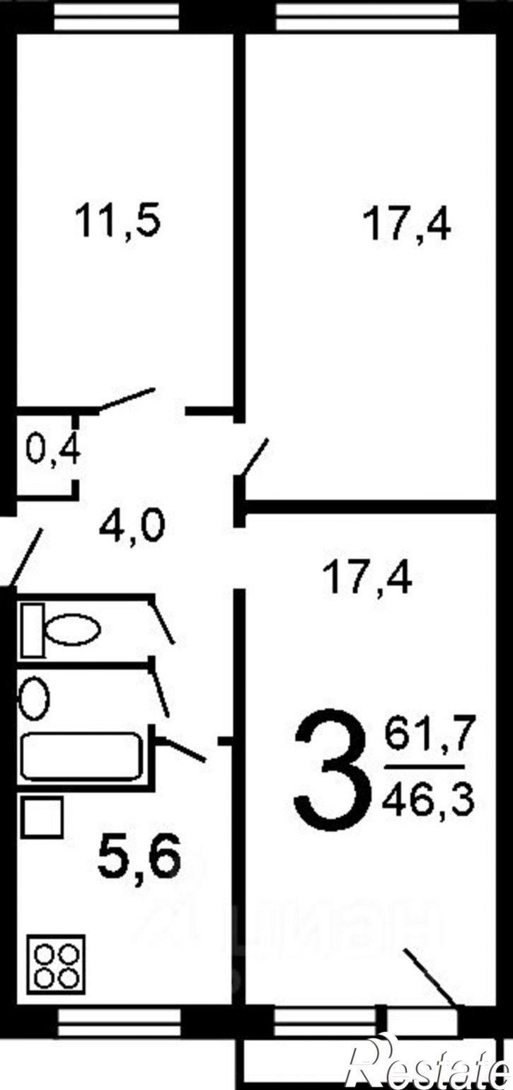3-комн квартира г Березники, ул Свердлова, д 148