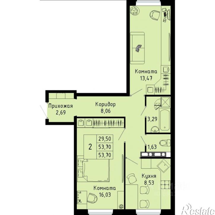 2-комн квартира в новом доме Таганрогская улица, 11